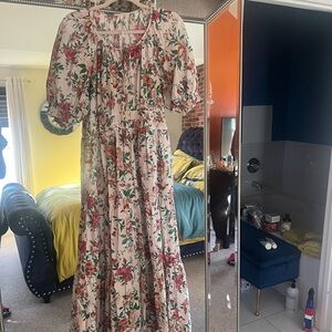 Anthropologie Floral Maxi Dress - Pink and Green